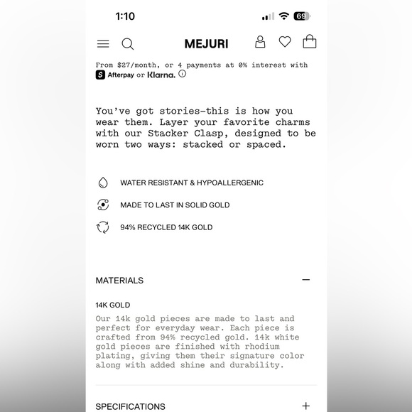 Mejuri Gold paper link Necklace with charm connector clip - Picture 7 of 8